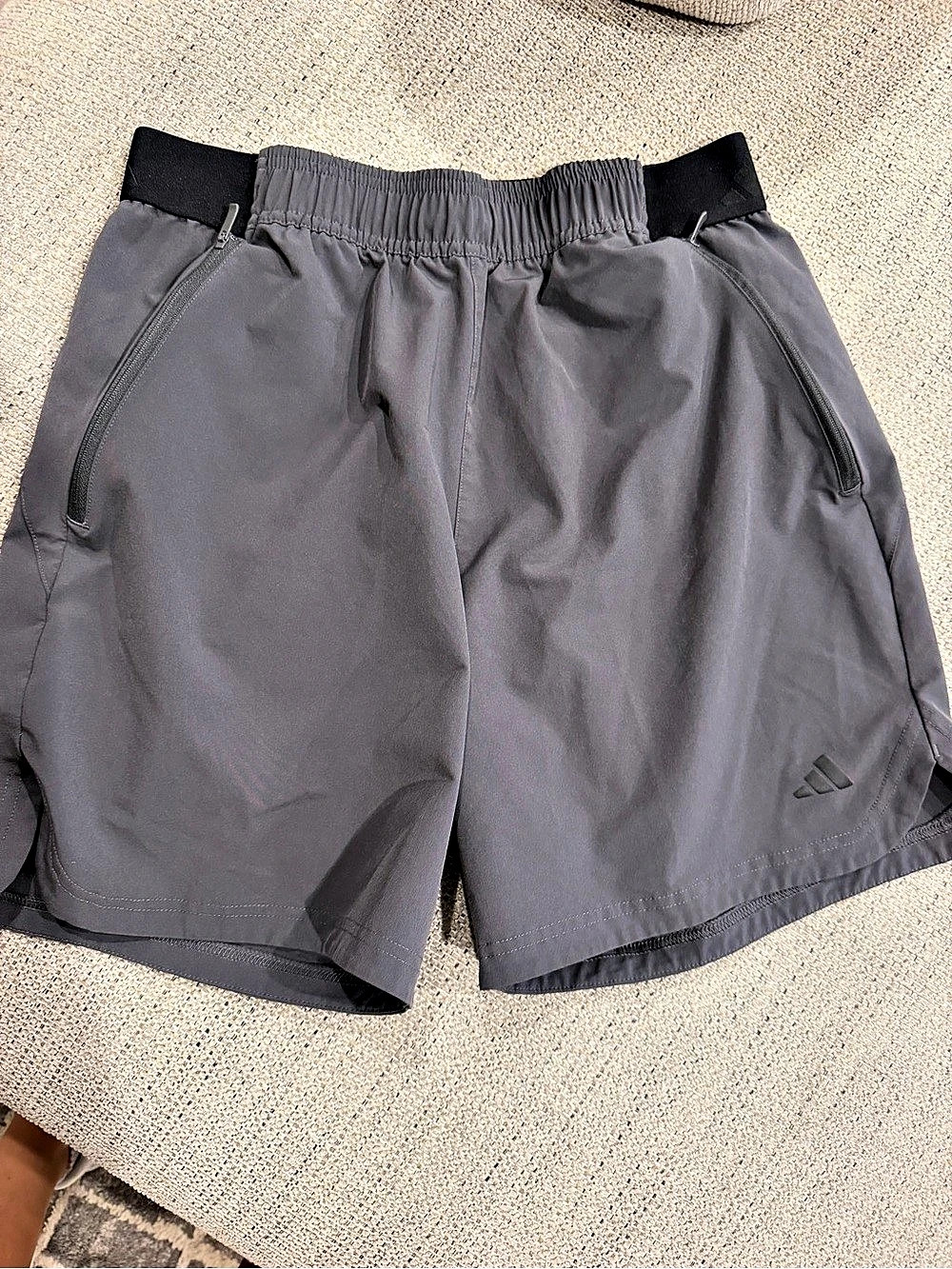 adidas Pacer Stretch-Woven Zipper Pocket Lux Shorts Athletic Shorts Gray